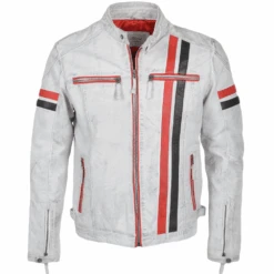 Leather Biker Jacket White : Berlin
