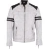 Leather Biker Jacket White : Brody -Luxe Style Central leather biker jacket white brody p3013 13235 image