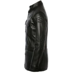 Leather Coat Black : Brontes -Luxe Style Central leather coat black brontes p251 1122 image