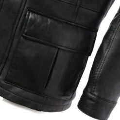 Leather Coat Black : Brontes -Luxe Style Central leather coat black brontes p251 1124 image