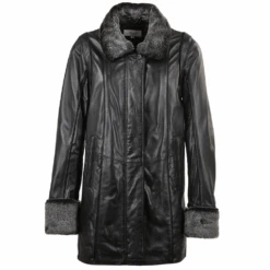 Leather Coat Black/ddy : Jacqueline