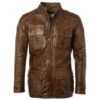 Leather Coat Timber : Brontes -Luxe Style Central leather coat timber brontes p252 1116 image