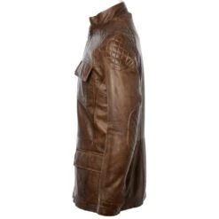 Leather Coat Timber : Brontes -Luxe Style Central leather coat timber brontes p252 1117 image