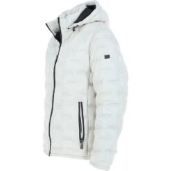 Leather Detachable Hood Puffer Jacket White: Nello -Luxe Style Central leather detachable hood puffer jacket white nello p6541 23918 image