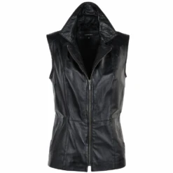 Leather Gilet Black/app : Nola