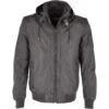 Leather Hooded Bomber Jacket Grey : Addison -Luxe Style Central leather hooded bomber jacket grey addison p2962 13190 image