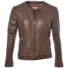 Leather Jacket Mid Brown : Liona -Luxe Style Central leather jacket mid brown liona p77 1011 image