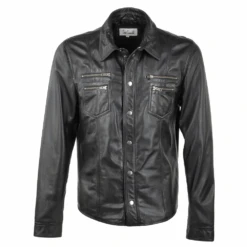 Leather Shirt Jacket Black : Essex