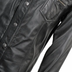 Leather Shirt Jacket Black : Essex -Luxe Style Central leather shirt jacket black essex p1504 6743 image
