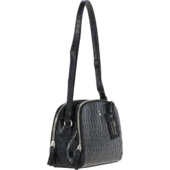 Leather Three Section Cross Body Bag Black/croc: 63789 Croc -Luxe Style Central leather three section cross body bag black croc 63789 croc p6601 24107 image