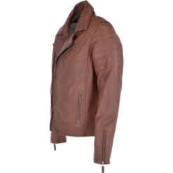 Leather Vintage Biker Jacket Tan : Stedman -Luxe Style Central leather vintage biker jacket tan stedman p3702 16051 image