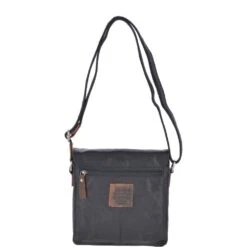 Leather Vintage Flight Shoulder Bag Black/mud : F-84 -Luxe Style Central leather vintage flight shoulder bag black mud f 84 p2392 10970 image