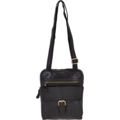 Leather Vintage Medium Flight Shoulder Bag Black : G-33