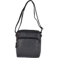 Leather Vintage Medium Flight Shoulder Bag Black/mud : F-82