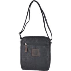Leather Vintage Medium Flight Shoulder Bag Black/mud : F-82 -Luxe Style Central leather vintage medium flight shoulder bag black mud f 82 p2389 10985 image