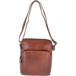 Leather Vintage Medium Flight Shoulder Bag Tan : F-82