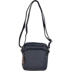 Leather Vintage Small Flight Shoulder Bag Black : F-81
