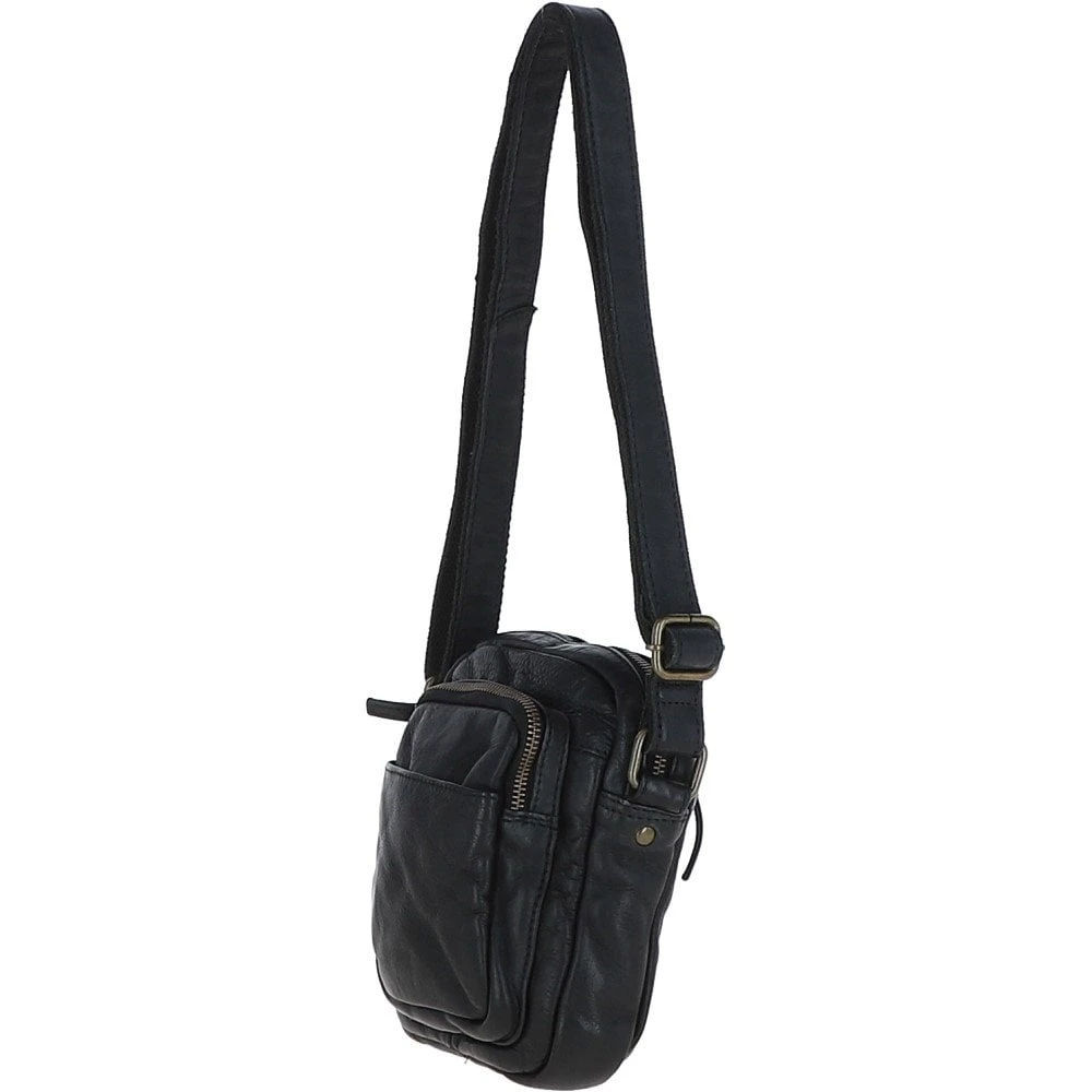 Leather Vintage Small Flight Shoulder Bag Black : FIN 4 Leather Vintage Small Flight Shoulder Bag Black : FIN - Image 2