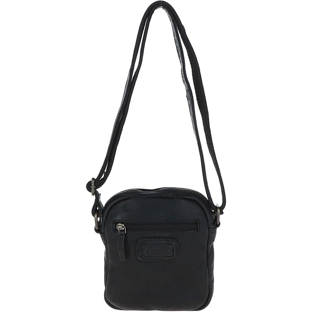 Leather Vintage Small Flight Shoulder Bag Black : FIN 5 Leather Vintage Small Flight Shoulder Bag Black : FIN - Image 3