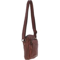 Leather Vintage Small Flight Shoulder Bag Brandy : FIN -Luxe Style Central leather vintage small flight shoulder bag brandy fin p6200 22286 image