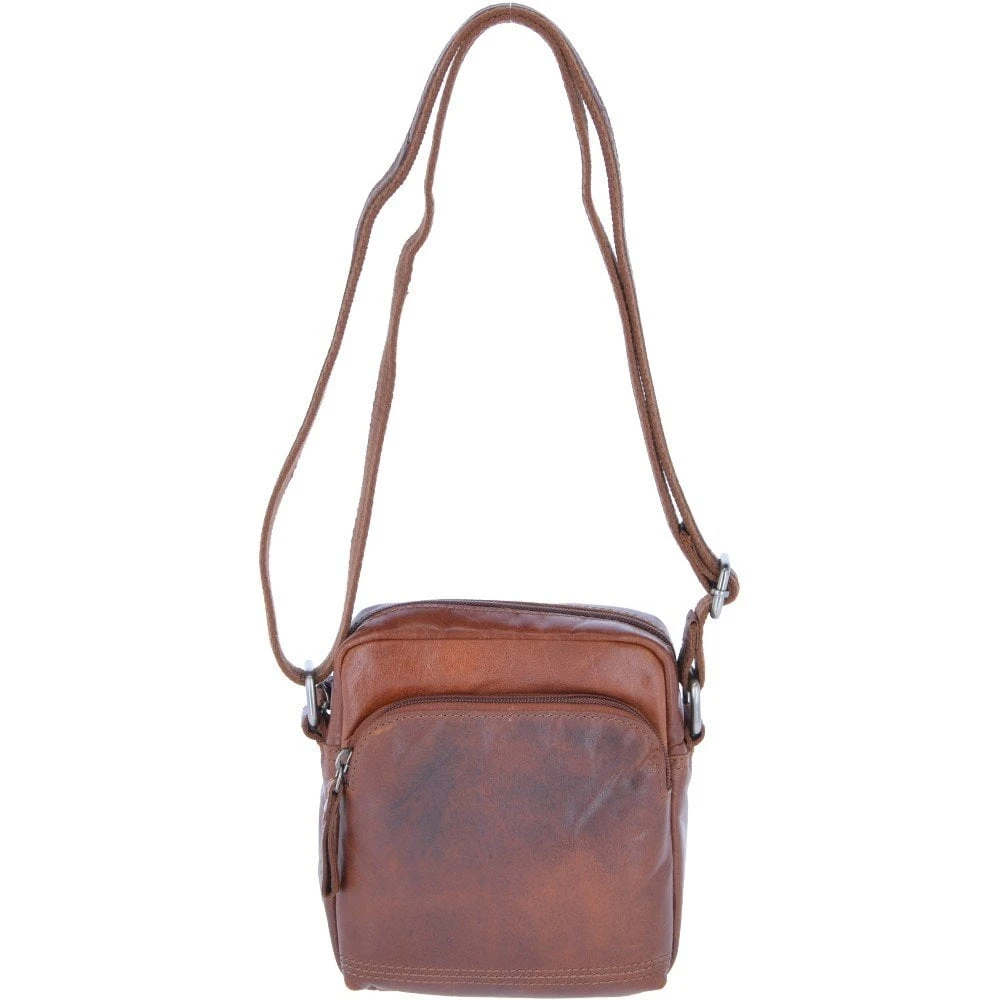 Leather Vintage Small Flight Shoulder Bag Tan : F-81 3 Leather Vintage Small Flight Shoulder Bag Tan : F-81