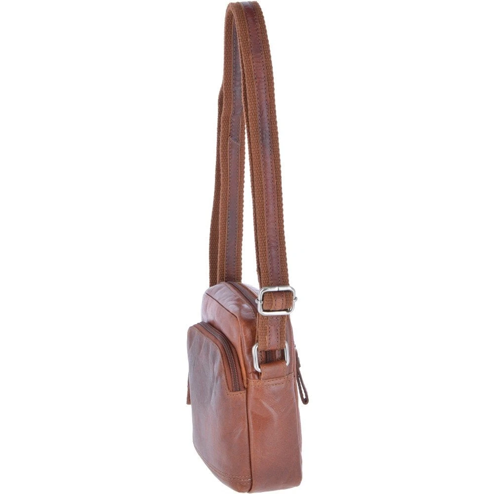 Leather Vintage Small Flight Shoulder Bag Tan : F-81 4 Leather Vintage Small Flight Shoulder Bag Tan : F-81 - Image 2