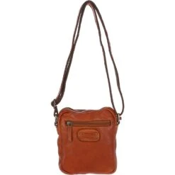 Leather Vintage Small Flight Shoulder Bag Tan : FIN -Luxe Style Central leather vintage small flight shoulder bag tan fin p6186 22229 image