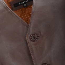 Leather Waistcoat Mid Brown/app : Tudor -Luxe Style Central leather waistcoat mid brown app tudor p2359 10793 image