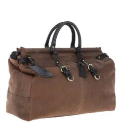Leather Weekend Holdall Oily Brown : Gladstone -Luxe Style Central leather weekend holdall oily brown gladstone p6234 22510 image