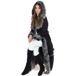 Long Length Sheepskin Coat Black : Sophia -Luxe Style Central long length sheepskin coat black sophia p98 25048 image