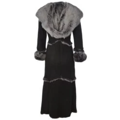 Long Length Sheepskin Coat Black : Sophia -Luxe Style Central long length sheepskin coat black sophia p98 383 image