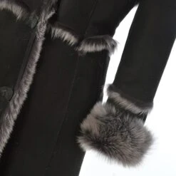 Long Length Sheepskin Coat Black : Sophia -Luxe Style Central long length sheepskin coat black sophia p98 384 image