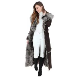 Long Length Sheepskin Coat Brown : Sophia -Luxe Style Central long length sheepskin coat brown sophia p99 25054 image
