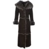 Long Length Sheepskin Coat Brown : Sophia -Luxe Style Central long length sheepskin coat brown sophia p99 386 image