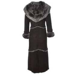 Long Length Sheepskin Coat Brown : Sophia -Luxe Style Central long length sheepskin coat brown sophia p99 388 image