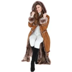 Long Length Sheepskin Coat Tan : Sophia -Luxe Style Central long length sheepskin coat tan sophia p104 25052 image