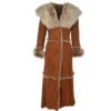 Long Length Sheepskin Coat Tan : Sophia -Luxe Style Central long length sheepskin coat tan sophia p104 396 image