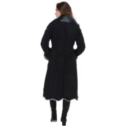 Long Length Toscana Suede Leather Coat Black : Alaska -Luxe Style Central long length toscana suede leather coat black alaska p881 25037 image