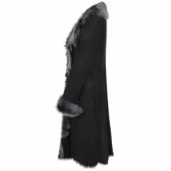 Long Length Toscana Suede Leather Coat Black : Alaska -Luxe Style Central long length toscana suede leather coat black alaska p881 3813 image