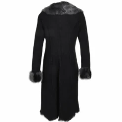 Long Length Toscana Suede Leather Coat Black : Alaska -Luxe Style Central long length toscana suede leather coat black alaska p881 3814 image