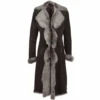 Long Length Toscana Suede Leather Coat Brown : Alaska