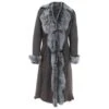 Long Length Toscana Suede Leather Coat Gray : Alaska