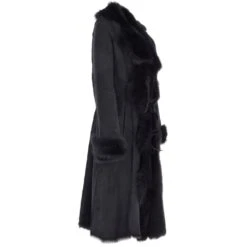 Long Length Toscana Suede Leather Coat Ocean : Alaska -Luxe Style Central long length toscana suede leather coat ocean alaska p3679 16001 image