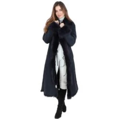 Long Length Toscana Suede Leather Coat Ocean : Alaska -Luxe Style Central long length toscana suede leather coat ocean alaska p3679 25042 image