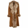 Long Length Toscana Suede Leather Coat Tan : Alaska -Luxe Style Central long length toscana suede leather coat tan alaska p883 3802 image