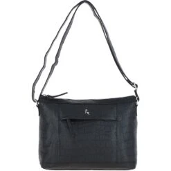 Luxury Croc Print Leather Shoulder Bag Black/croc: MC1