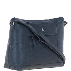 Luxury Croc Print Leather Shoulder Bag Navy/croc: MC1 -Luxe Style Central luxury croc print leather shoulder bag navy croc mc1 p6832 25229 image