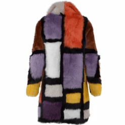 Luxury Patchwork Art Reversible Sheepskin Coat Multi : Monet -Luxe Style Central luxury patchwork art reversible sheepskin coat multi monet p1736 7597 image