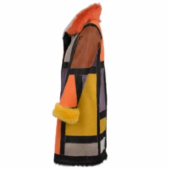 Luxury Patchwork Art Reversible Sheepskin Coat Multi : Monet -Luxe Style Central luxury patchwork art reversible sheepskin coat multi monet p1736 7643 image