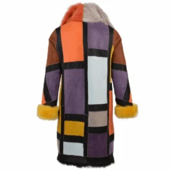 Luxury Patchwork Art Reversible Sheepskin Coat Multi : Monet -Luxe Style Central luxury patchwork art reversible sheepskin coat multi monet p1736 7644 image